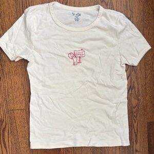 Cream Kids T-Shirt with Red Graphic by